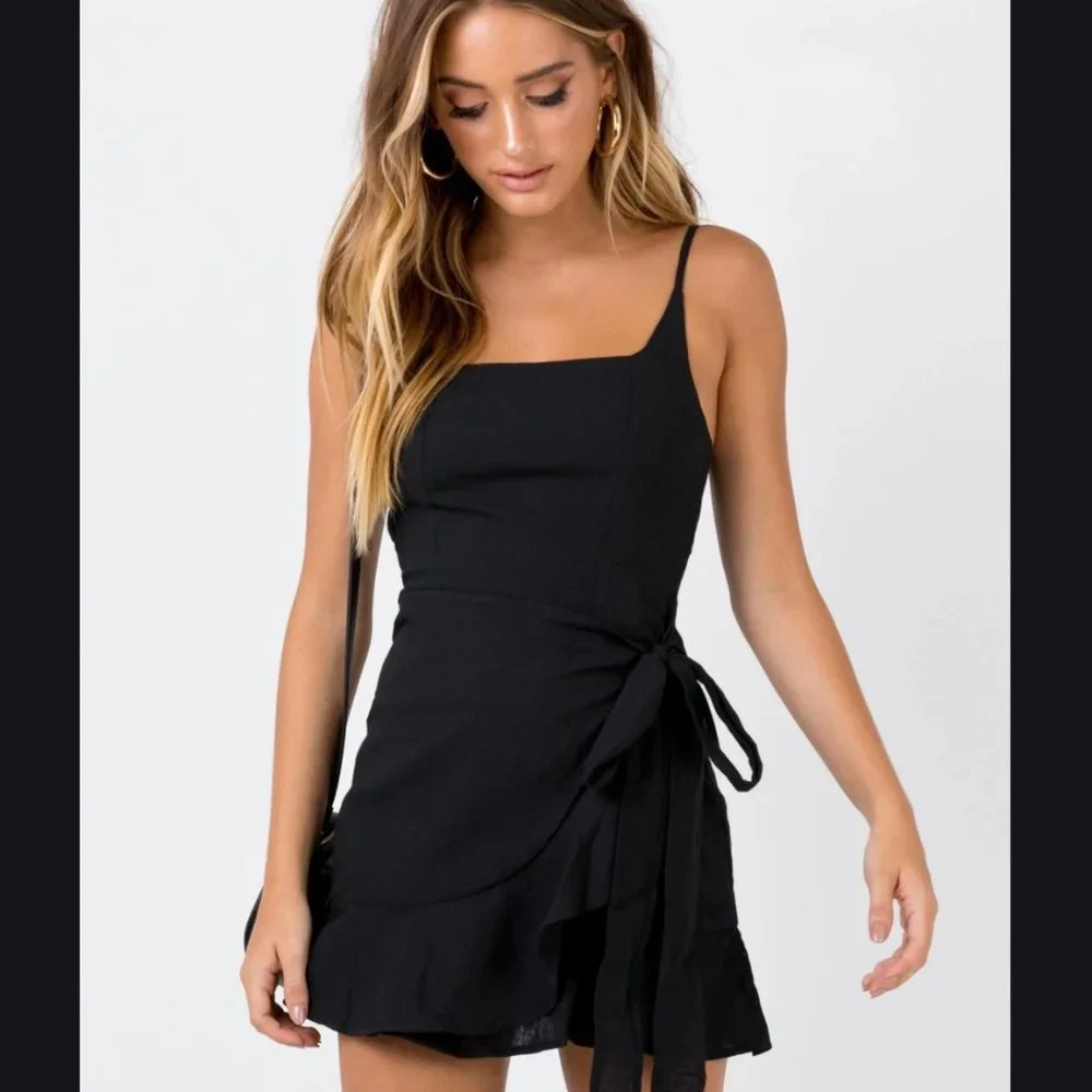 PRINCESS POLLY LOVE LANE MINI DRESS BLACK - Picture 1 of 5